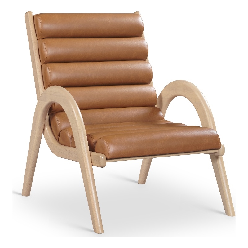 Bowery Hill Contemporary Rich Cognac Vegan Leather Accent Chair