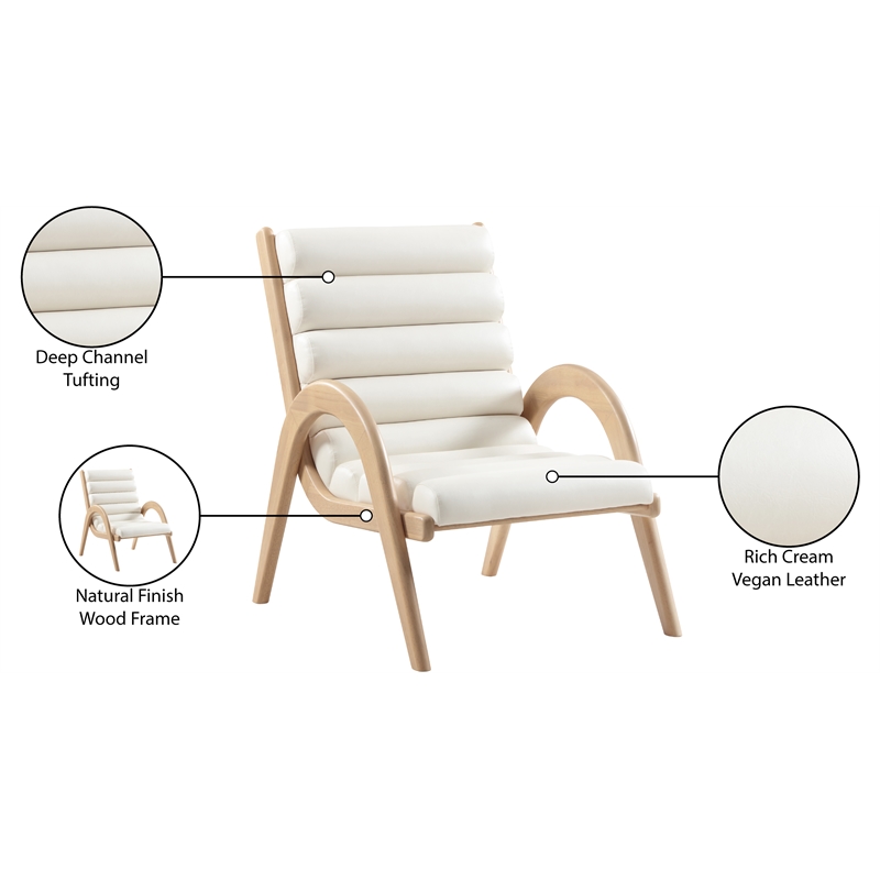 Bowery Hill Contemporary Rich Cream Vegan Leather Accent Chair
