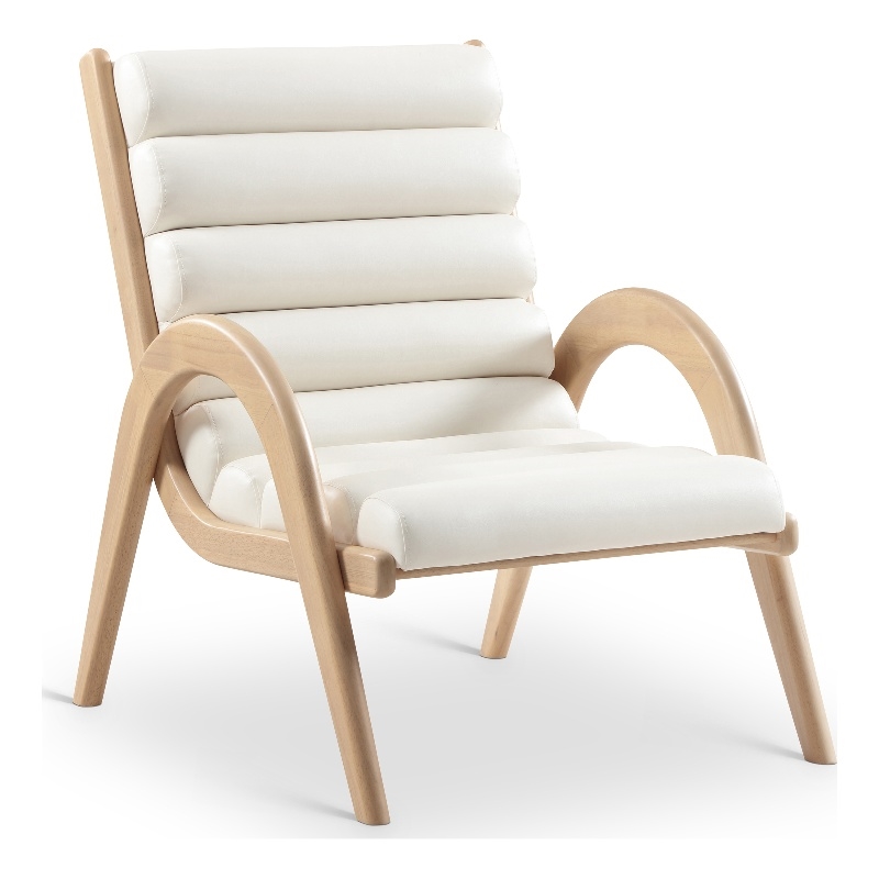 Bowery Hill Contemporary Rich Cream Vegan Leather Accent Chair