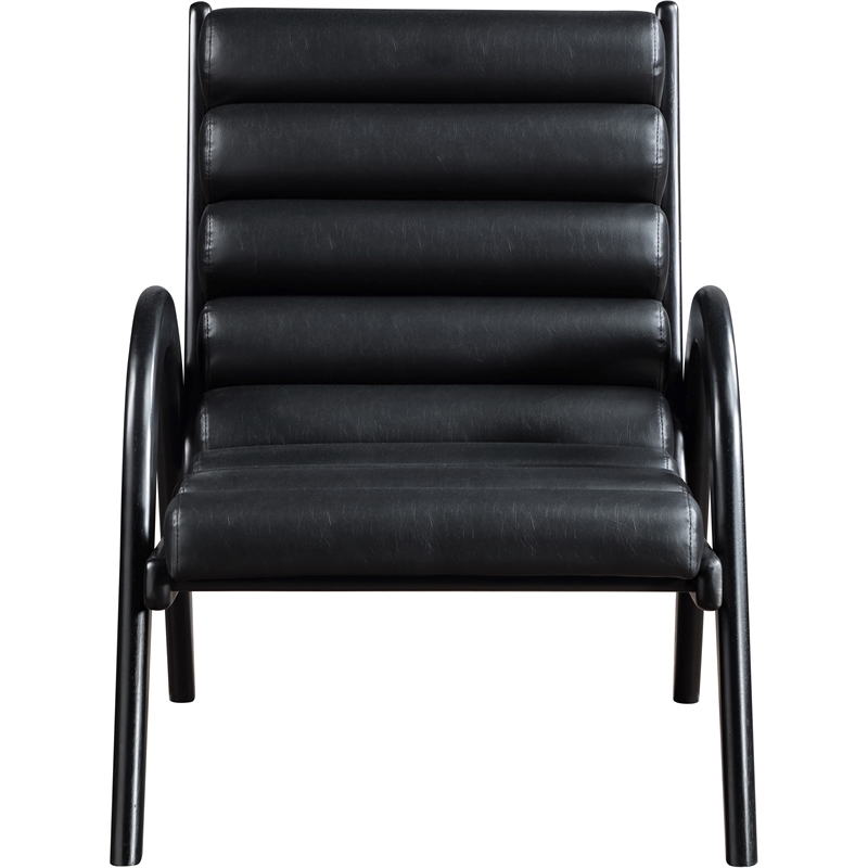 Bowery Hill Contemporary Rich Black Vegan Leather Accent Chair