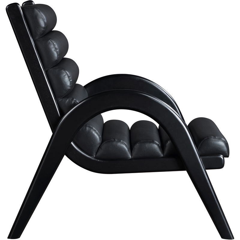 Bowery Hill Contemporary Rich Black Vegan Leather Accent Chair