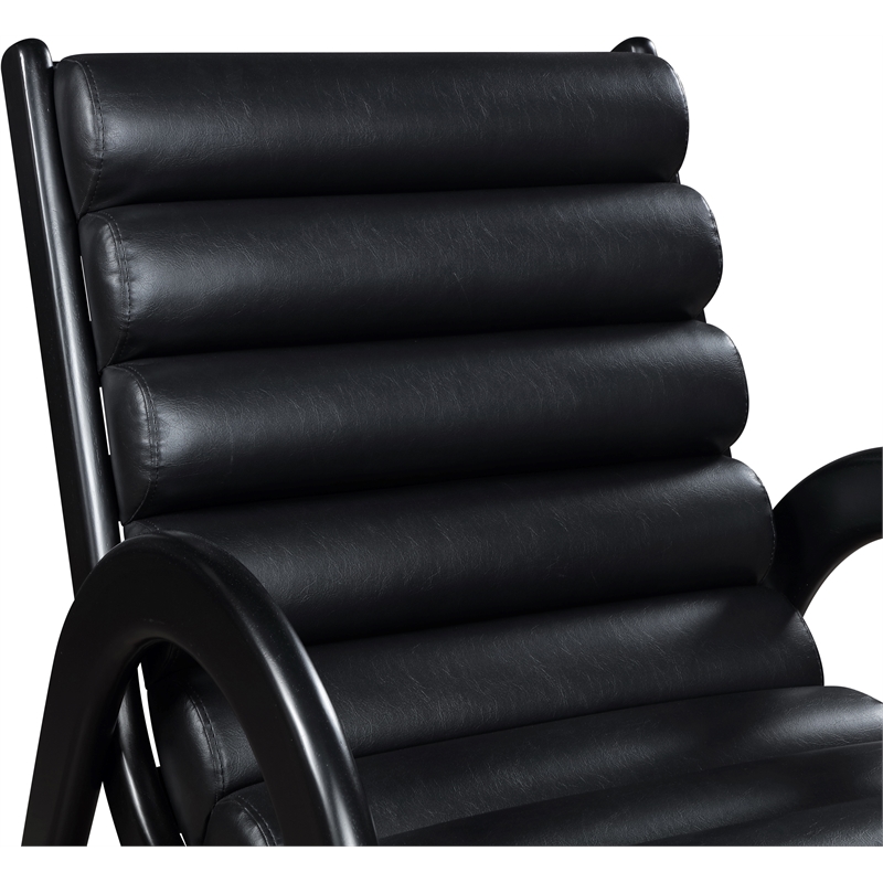 Bowery Hill Contemporary Rich Black Vegan Leather Accent Chair