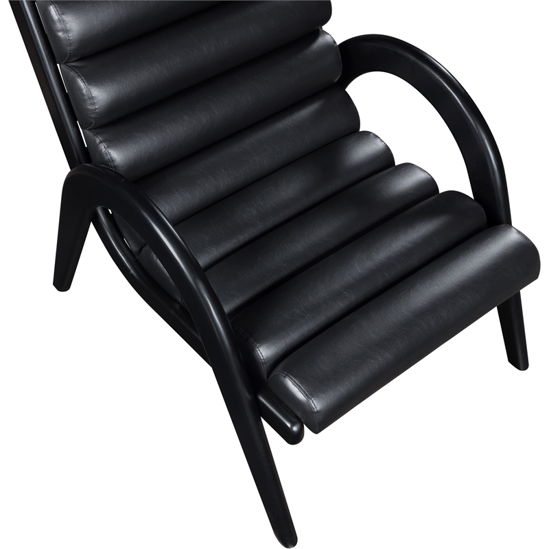 Bowery Hill Contemporary Rich Black Vegan Leather Accent Chair