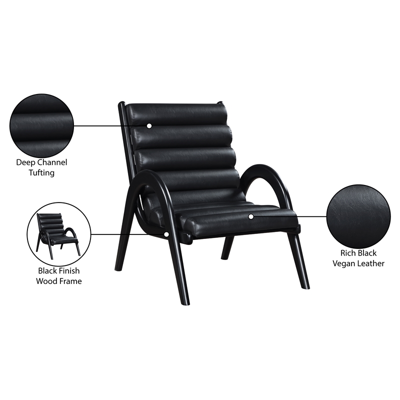 Bowery Hill Contemporary Rich Black Vegan Leather Accent Chair