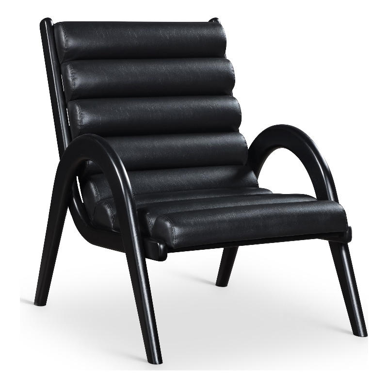 Bowery Hill Contemporary Rich Black Vegan Leather Accent Chair