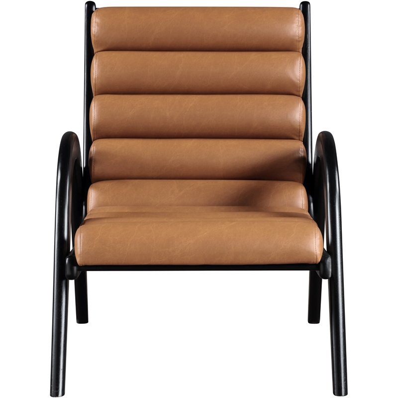 Bowery Hill Contemporary Rich Cognac Vegan Leather Accent Chair