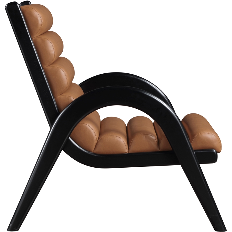 Bowery Hill Contemporary Rich Cognac Vegan Leather Accent Chair