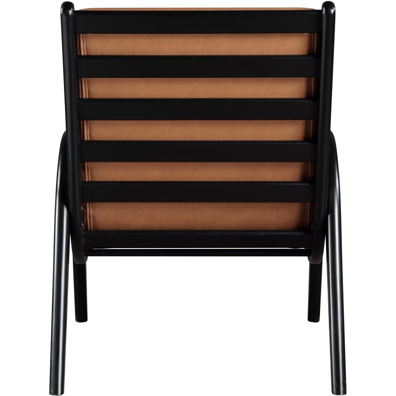 Bowery Hill Contemporary Rich Cognac Vegan Leather Accent Chair