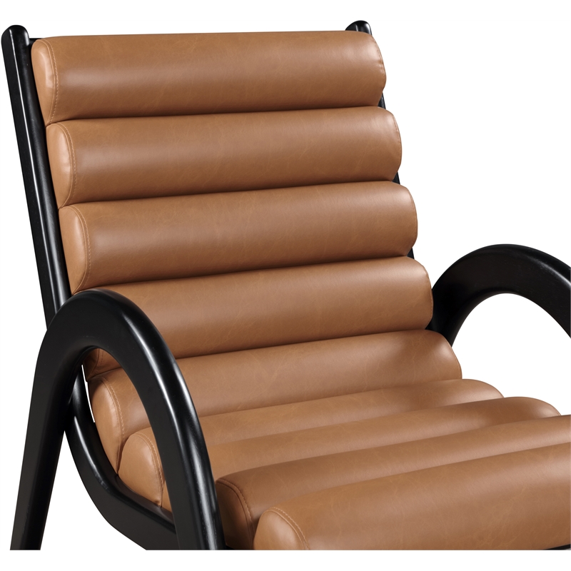 Bowery Hill Contemporary Rich Cognac Vegan Leather Accent Chair