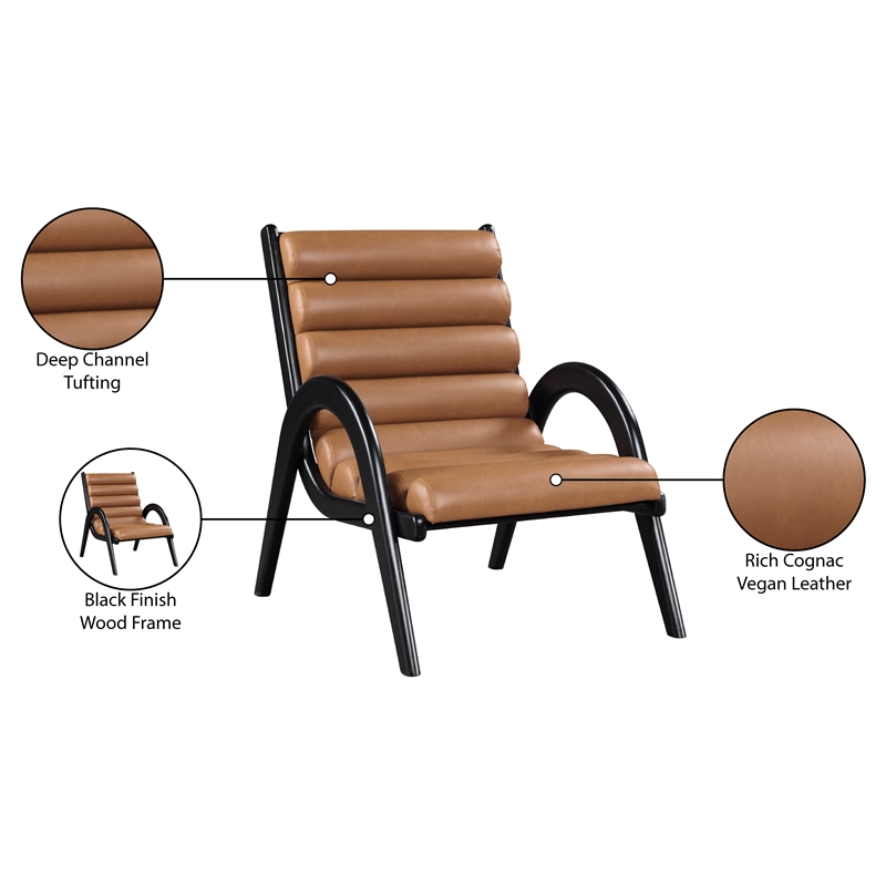 Bowery Hill Contemporary Rich Cognac Vegan Leather Accent Chair