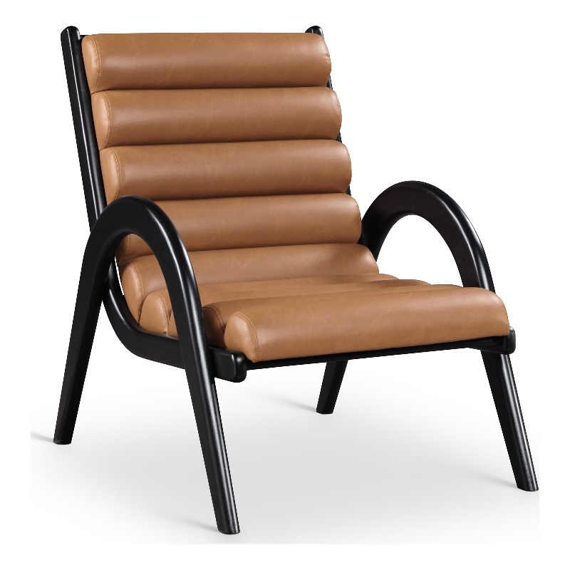 Bowery Hill Contemporary Rich Cognac Vegan Leather Accent Chair