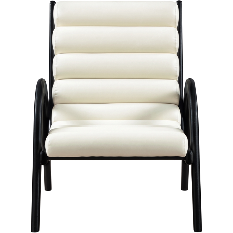 Bowery Hill Contemporary Rich Cream Vegan Leather Accent Chair