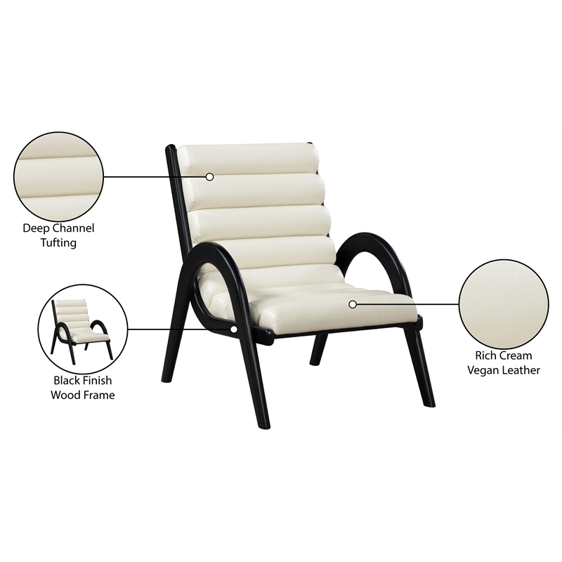 Bowery Hill Contemporary Rich Cream Vegan Leather Accent Chair