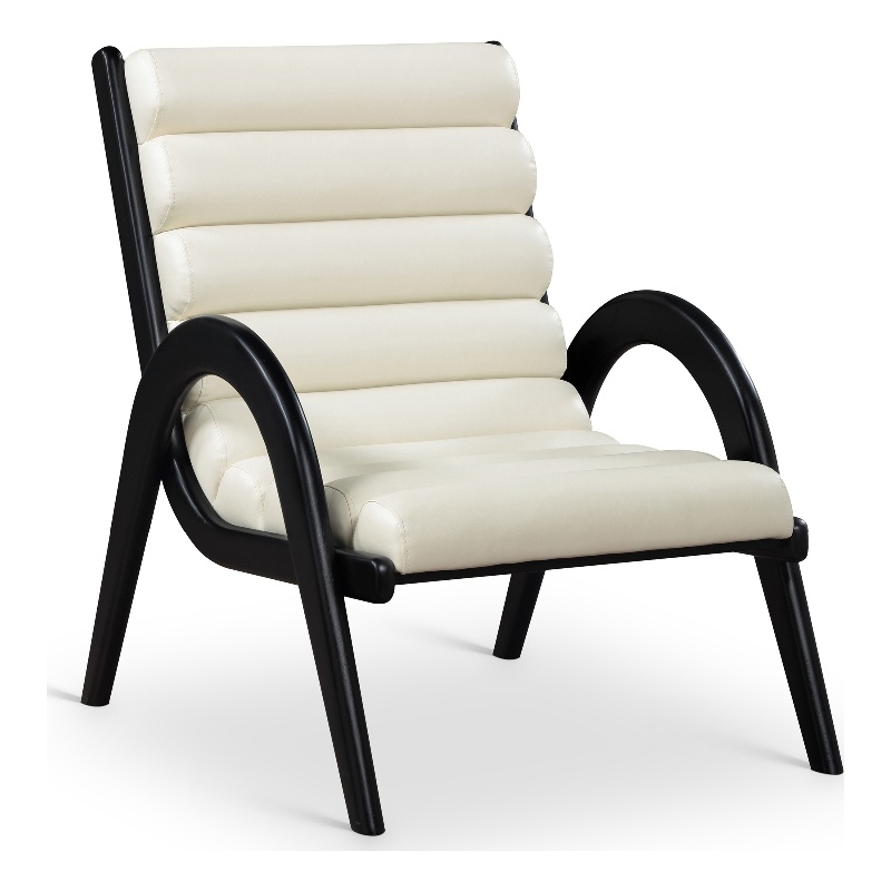 Bowery Hill Contemporary Rich Cream Vegan Leather Accent Chair