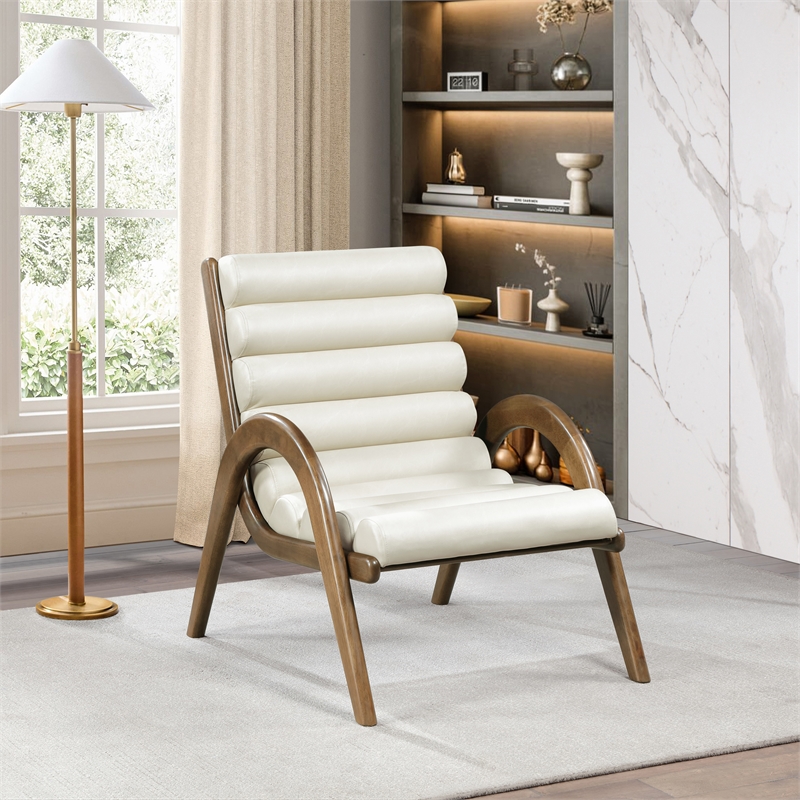 Bowery Hill Contemporary Rich Cream Vegan Leather Accent Chair