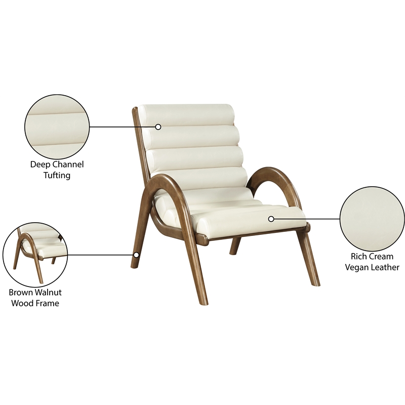 Bowery Hill Contemporary Rich Cream Vegan Leather Accent Chair