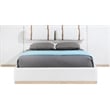Bowery Hill Contemporary Cream Linen Textured Fabric King Bed