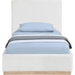 Bowery Hill Contemporary Cream Linen Textured Fabric Twin Bed
