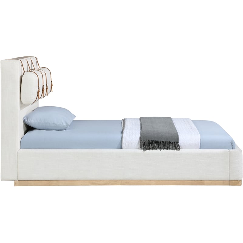 Bowery Hill Contemporary Cream Linen Textured Fabric Twin Bed