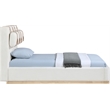 Bowery Hill Contemporary Cream Linen Textured Fabric Twin Bed