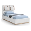 Bowery Hill Contemporary Cream Linen Textured Fabric Twin Bed