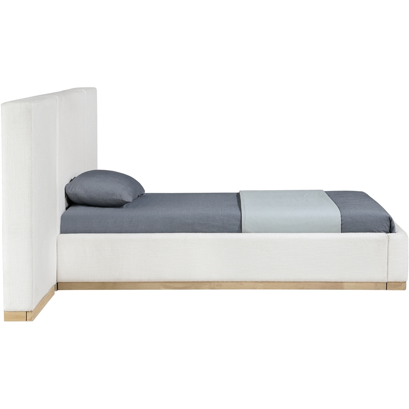 Bowery Hill Contemporary Cream Linen Textured Fabric Twin Bed