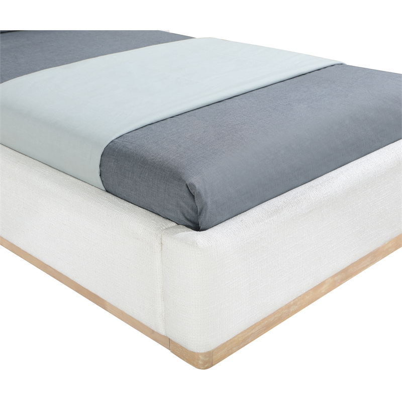 Bowery Hill Contemporary Cream Linen Textured Fabric Twin Bed