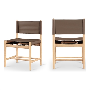 Bowery Hill Contemporary Brown Vegan Leather Dining Chair (Set of 2)