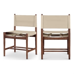 Bowery Hill Contemporary Beige Vegan Leather Dining Chair (Set of 2)
