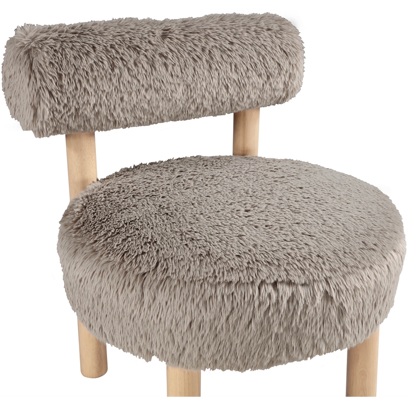 Bowery Hill Contemporary Beige Vegan Shearling Fabric Upholstered Accent Chair