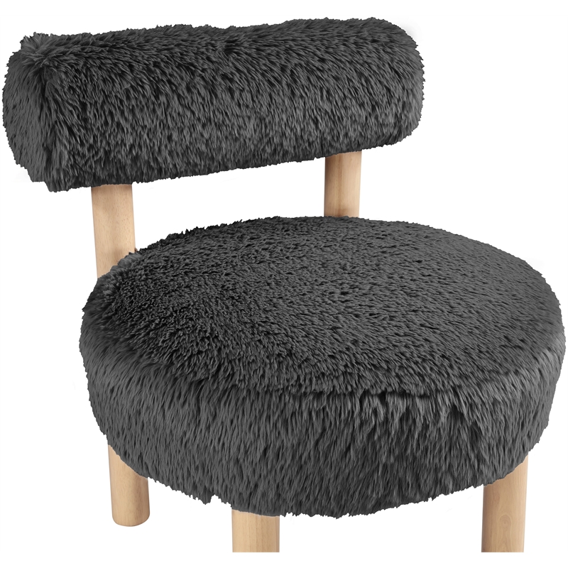 Bowery Hill Contemporary Black Vegan Shearling Fabric Upholstered Accent Chair