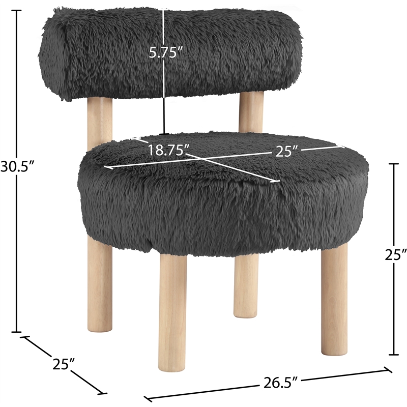 Bowery Hill Contemporary Black Vegan Shearling Fabric Upholstered Accent Chair