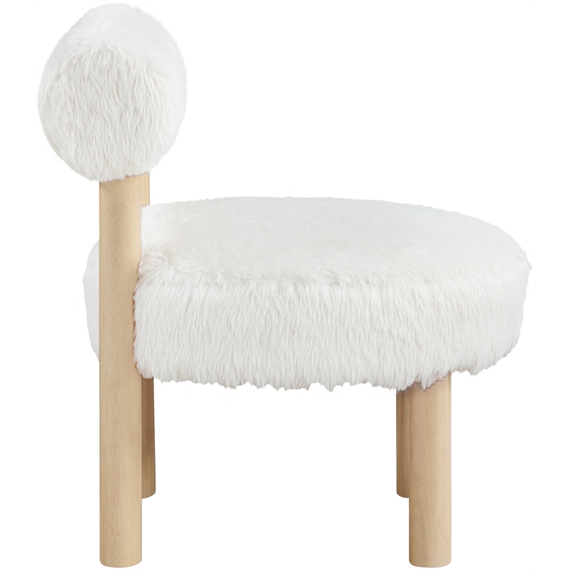 Bowery Hill Contemporary Cream Vegan Shearling Fabric Upholstered Accent Chair