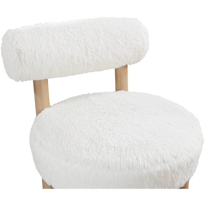 Bowery Hill Contemporary Cream Vegan Shearling Fabric Upholstered Accent Chair