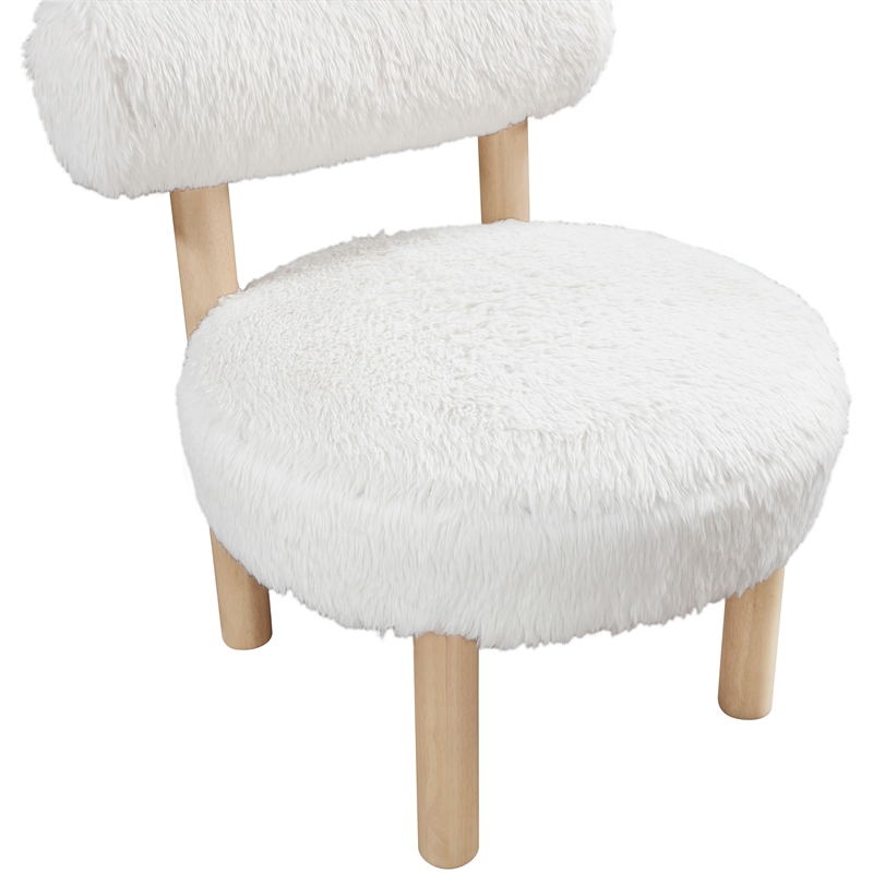 Bowery Hill Contemporary Cream Vegan Shearling Fabric Upholstered Accent Chair