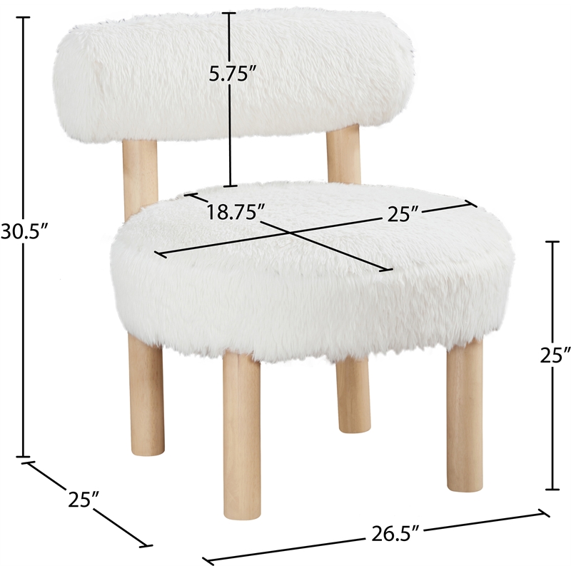 Bowery Hill Contemporary Cream Vegan Shearling Fabric Upholstered Accent Chair