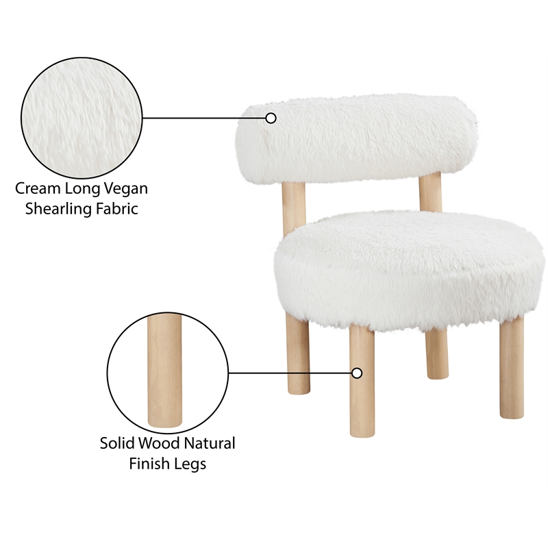 Bowery Hill Contemporary Cream Vegan Shearling Fabric Upholstered Accent Chair