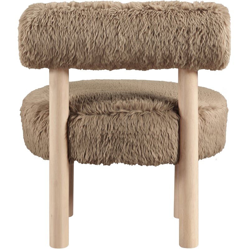 Bowery Hill Contemporary Tan Vegan Shearling Fabric Upholstered Accent Chair