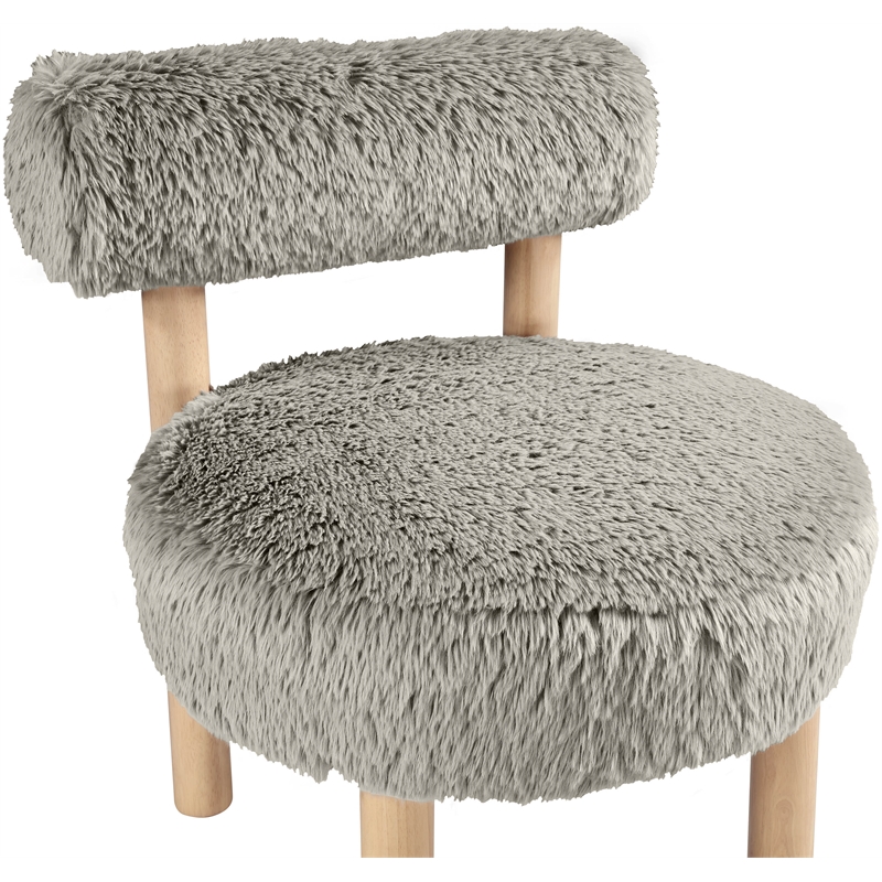 Bowery Hill Contemporary Taupe Vegan Shearling Fabric Upholstered Accent Chair