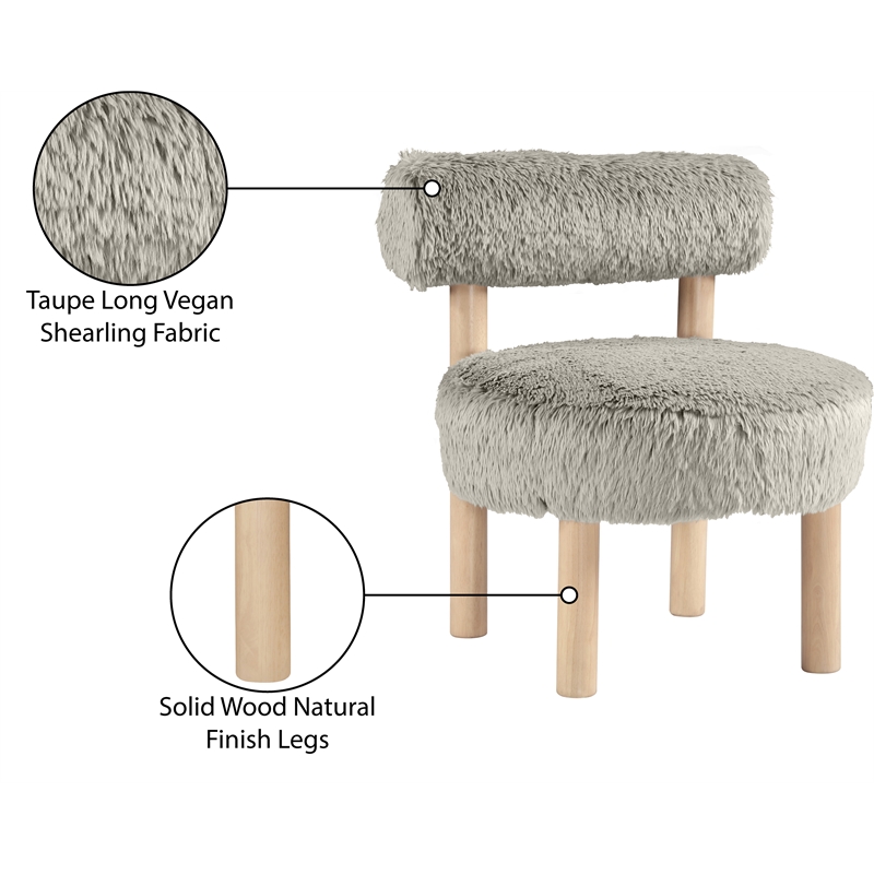 Bowery Hill Contemporary Taupe Vegan Shearling Fabric Upholstered Accent Chair