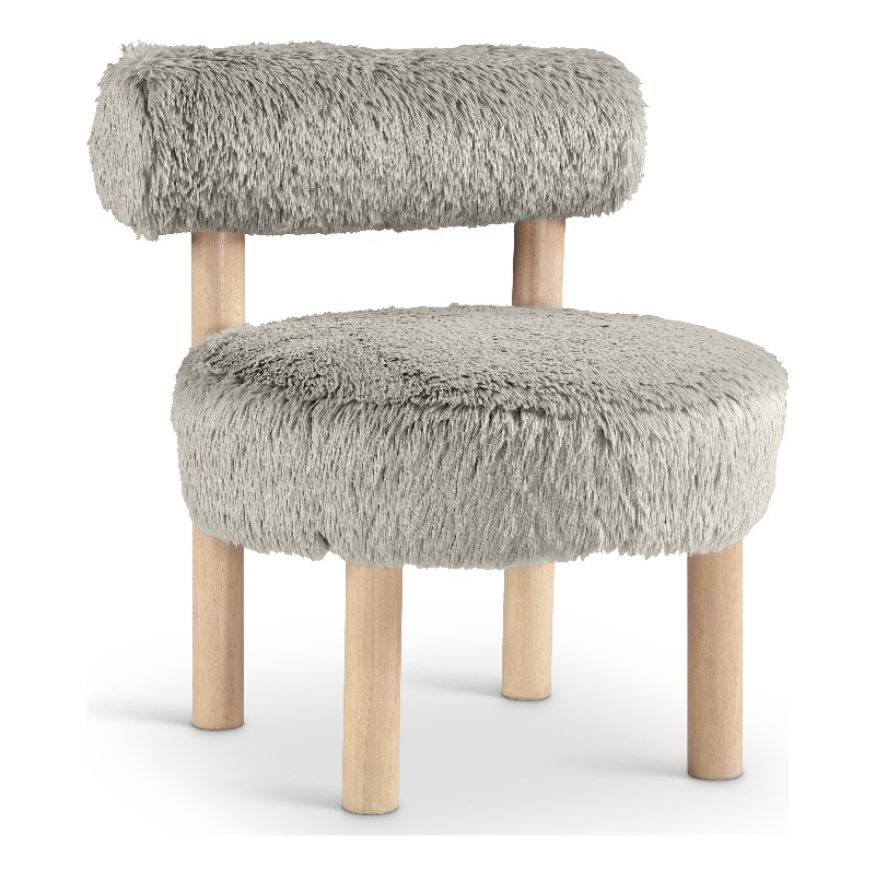 Bowery Hill Contemporary Taupe Vegan Shearling Fabric Upholstered Accent Chair