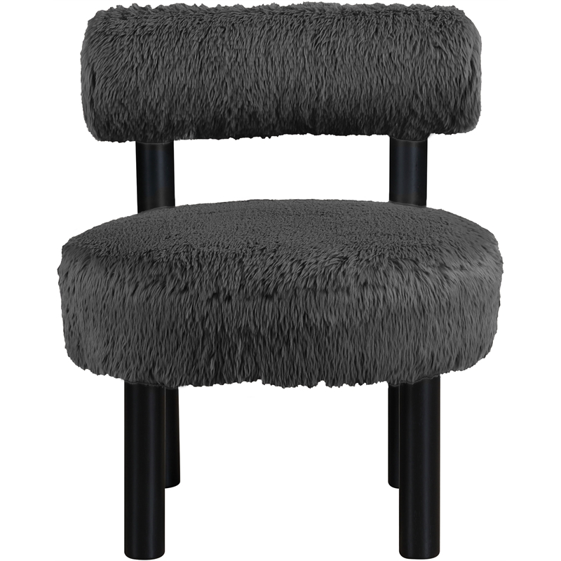 Bowery Hill Contemporary Black Vegan Shearling Fabric Upholstered Accent Chair