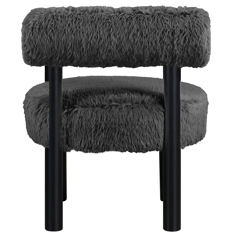 Bowery Hill Contemporary Black Vegan Shearling Fabric Upholstered Accent Chair