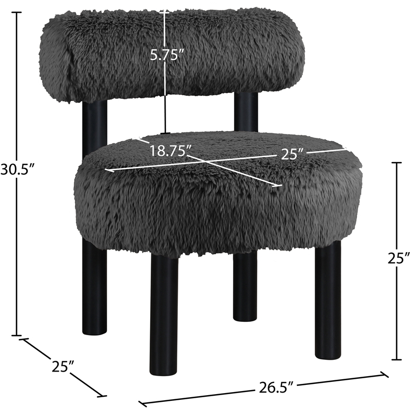 Bowery Hill Contemporary Black Vegan Shearling Fabric Upholstered Accent Chair
