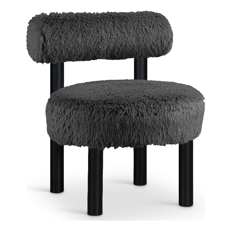 Bowery Hill Contemporary Black Vegan Shearling Fabric Upholstered Accent Chair