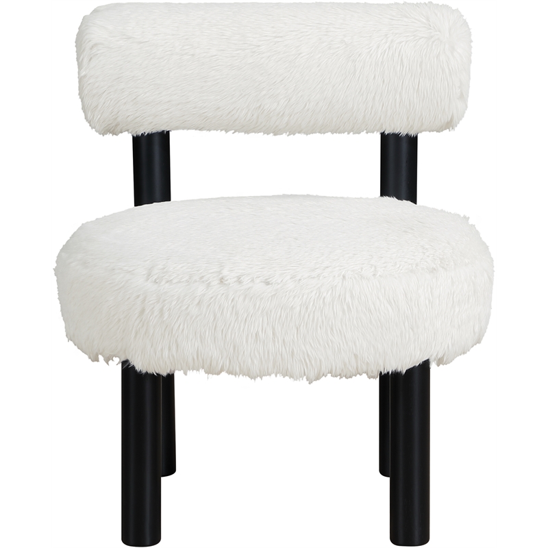 Bowery Hill Contemporary Cream Vegan Shearling Fabric Upholstered Accent Chair