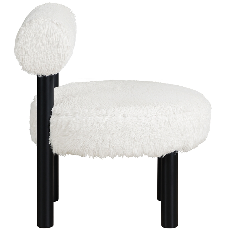 Bowery Hill Contemporary Cream Vegan Shearling Fabric Upholstered Accent Chair