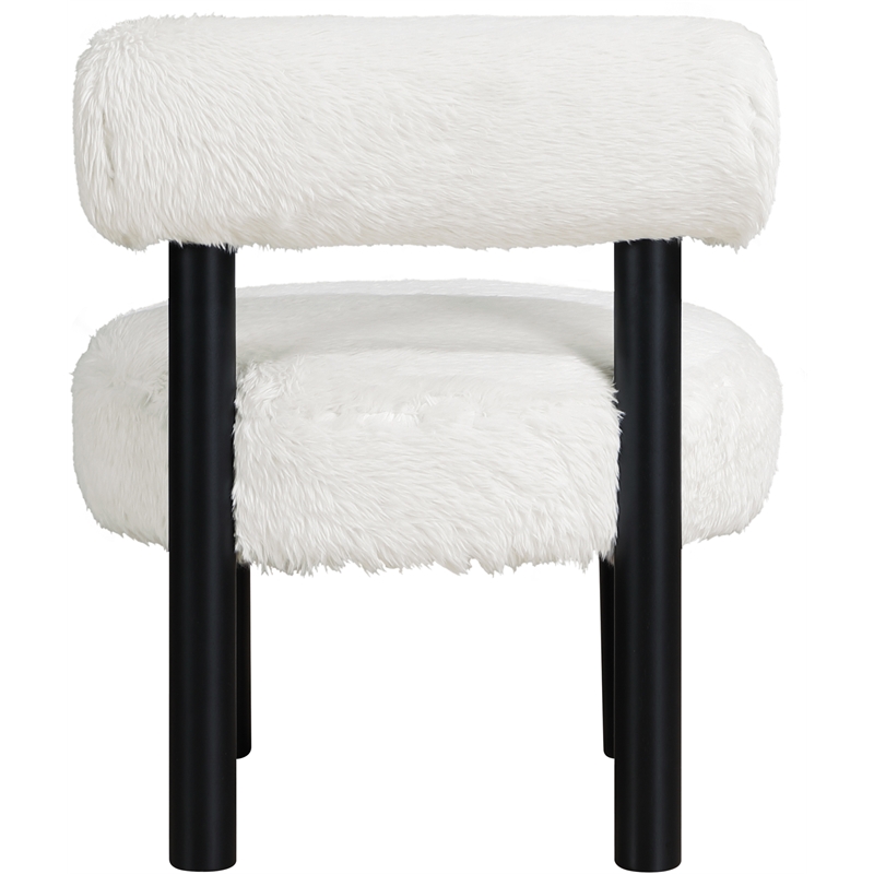 Bowery Hill Contemporary Cream Vegan Shearling Fabric Upholstered Accent Chair