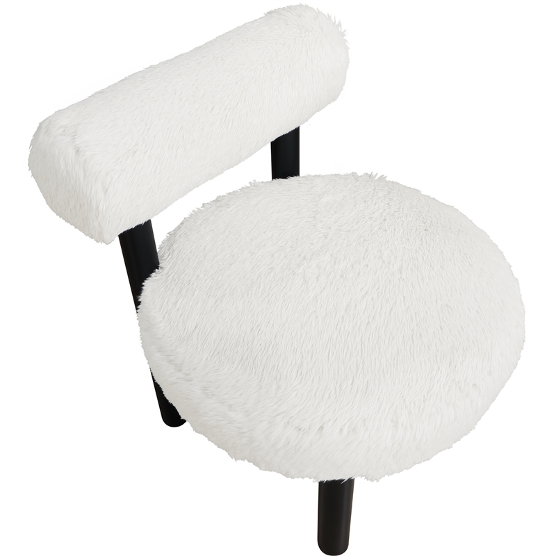 Bowery Hill Contemporary Cream Vegan Shearling Fabric Upholstered Accent Chair