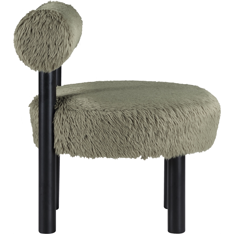 Bowery Hill Contemporary Green Vegan Shearling Fabric Upholstered Accent Chair